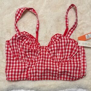 Colsie Checkered Red and White Bralette